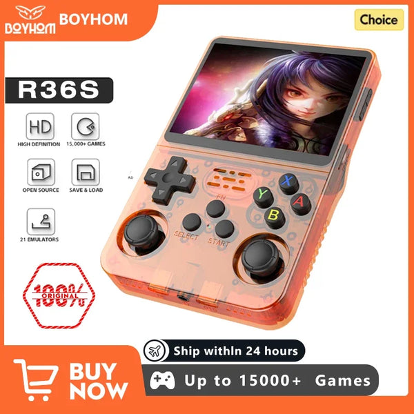 Open Source R36S Retro Handheld Video Game Console, Sistema Linux, 3.5 Polegada Tela IPS, Leitor de Bolso Portátil, 64GB, Jogos 128 GB